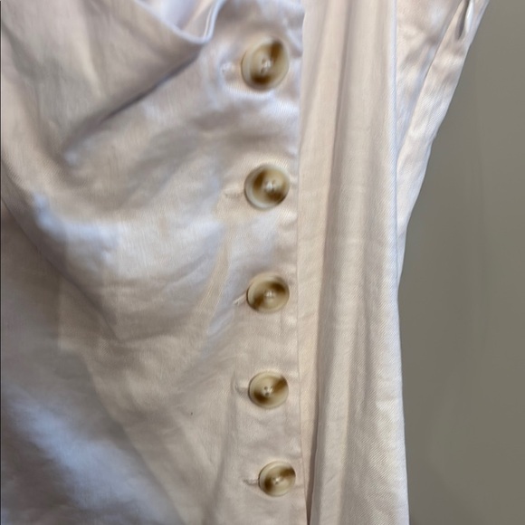 By Anthropologie Sleeveless Square-Neck Linen Button Wrap Midi Dress $178 - Picture 6 of 9